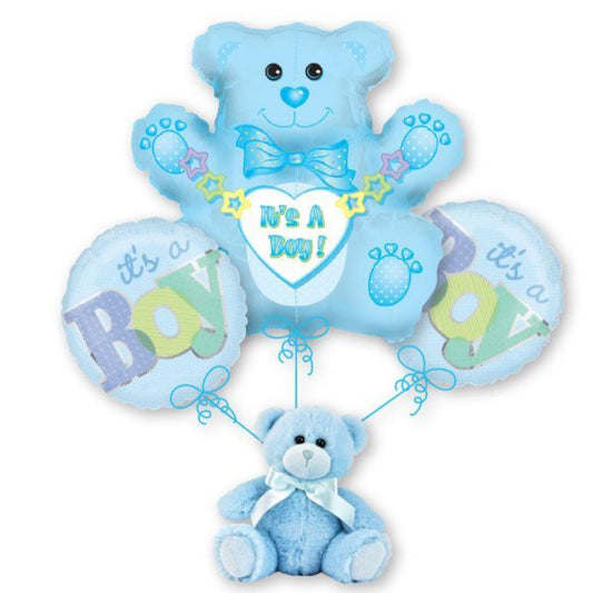 Balloon Bouquet with Teddy bear - blue