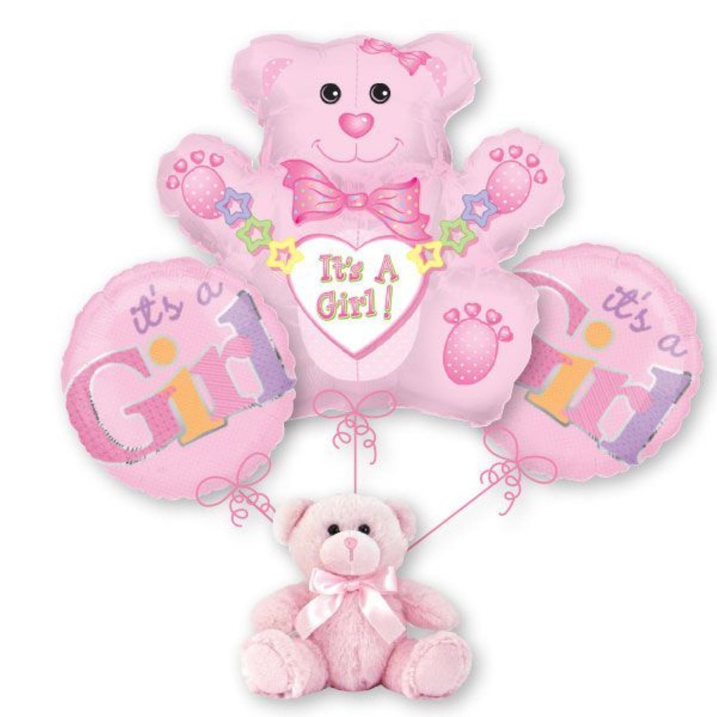 Balloon Bouquet with Teddy bear - pink
